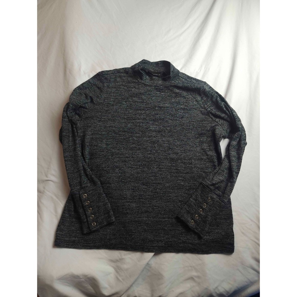 Rafaella Sweater Womens Large Gray Knit Mock Neck Pullover Long Sleeves Cozy